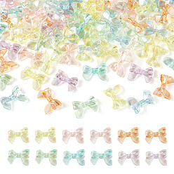 Mixed Color 100Pcs UV Plating Transparent Acrylic Beads, Iridescent, Bowknot, Mixed Color, 15x20x5mm, Hole: 1.5~1.6mm