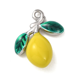 Нержавеющая Сталь Цвет 304 подвески из нержавеющей стали, с эмалью, лимонные прелести, цвет нержавеющей стали, 15x12x5 мм, отверстие : 1.2 мм