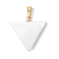 Треугольник Природные подвески оболочки пресноводных, геометрические подвески с 304 защелкивающимися креплениями из нержавеющей стали, золотые, белые, треугольные, 21x22x3 мм, отверстие : 5.5x3 мм