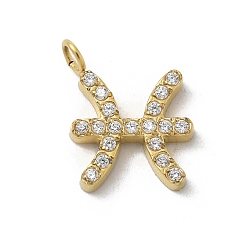 Рыбы Ионное покрытие (ip) 304 подвески из нержавеющей стали с микропаве из кубического циркония, созвездие, Рыбы, 11.5x9.5x2 мм, отверстие : 1.8 мм