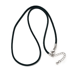 Темно-серый 2.5мм нейлоновый плетеный шнур для изготовления ожерелий, с латунными выводами и 304 застежками из лобстера из нержавеющей стали, долговечный, стойки покрытие, платина, темно-серый, 17.72 дюйм (45 см)