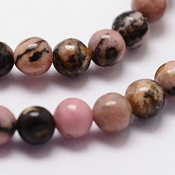 Rhodonite Natural Rhodonite Beads Strands, Round, 3mm, Hole: 0.5mm, about 125pcs/strand