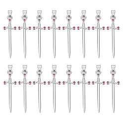 Platinum 16Pcs Brass Micro Pave Cubic Zirconia Pendants, Sword Charms, Platinum, 32.5x10x2.5mm, Hole: 4mm