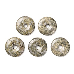 Pyrite Natural Pyrite Pendants, Donut/Pi Disc Charms, 40~41x7~8mm, Hole: 8mm