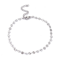 Нержавеющая Сталь Цвет Устойчивые к потускнению 304 браслеты из нержавеющей стали с плоскими круглыми звеньями, с карабин-лобстерами , , цвет нержавеющей стали, 7-1/2 дюйм (19.2 см)