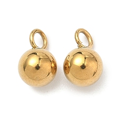 Настоящее золото 18K 304 прелести нержавеющей стали, мяч, ионное покрытие (ip), реальный 18 k позолоченный, 8x5 мм, отверстие : 1.8 мм