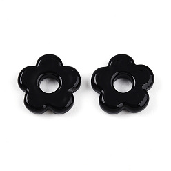Черный Бусины лэмпворк , цветок, чёрные, 15~16x16x3.5~4.5 мм, отверстие : 4.5~5 мм