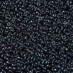 (RR362) Ruby Lined Emerald Luster MIYUKI Round Rocailles Beads, Japanese Seed Beads, 15/0, (RR362) Ruby Lined Emerald Luster, 1.5mm, Hole: 0.7mm, about 250000pcs/pound