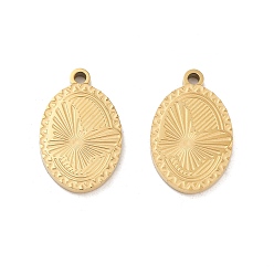 Золотой Ионное покрытие (ip) 304 подвески из нержавеющей стали, лазерная резка, овал с подвеской в виде бабочки, золотые, 17x11x1.5 мм, отверстие : 1.5 мм