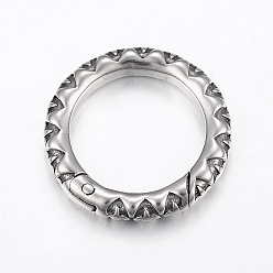 Antique Silver 316 Surgical Stainless Steel Spring Gate Rings, O Rings, Antique Silver, 21x3.5mm, Inner Diameter: 15mm
