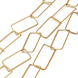 Настоящее золото 18K Ионное покрытие (ip) 304 прямоугольные цепи из нержавеющей стали, пайки, с катушкой, реальный 18 k позолоченный, 25x13x1 мм, 10 м / рулон