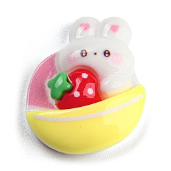 Посуда Кабошоны из непрозрачной смолы на тему кролика, красные, посуда, 25x20.5x7 мм