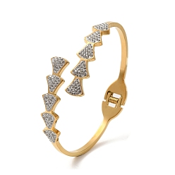 Золотой Прозрачные кубические цирконии открытые браслеты-манжеты, 304 браслеты из нержавеющей стали для женщин, золотые, 3/8 дюйм (0.9 см), внутренний диаметр: 2-3/8 дюйм (6 см)