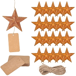 Сиена Звездная ржавчина железо большие подвески, с джутовым шнуром, цвет охры, 95x97x9 мм, отверстие : 1.6 мм