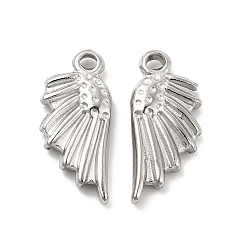 Stainless Steel Color Non-Tarnish 304 Stainless Steel Pendants, Wing Charm, Stainless Steel Color, 18x8x2.5mm, Hole: 1.4mm