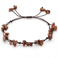 Камень с Пылевым Золотом Браслеты из синтетического золотого камня с плетеными бусинами, чип, 6-1/4~10-1/4 дюйм (16~26 см)