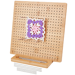Peru Square Wood Crochet Blocking Board, with 304 Stainless Steel Rods, Peru, 28x28x1.5cm, Hole: 3mm