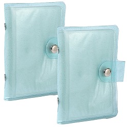 Бледно-бирюзовый 2мини-книжка-держатель для фотокарт из ПВХ, прямоугольные, бледные бирюзовая, 102x80x15 мм