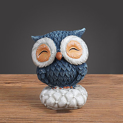 Морской Синий Милое украшение для дома из смолы, сова, Marine Blue, 80x60x90 мм