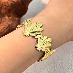 Shell Shape 304 женские браслеты-манжеты из нержавеющей стали, золотые, формы раковины, 1-1/8 дюйм (2.95 см), внутренний диаметр: 2-1/4 дюйм (5.7 см)