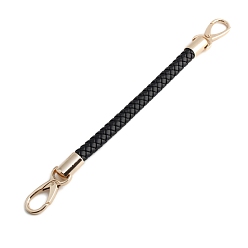 Black Imitation Leather Braided Bag Handles, Bag Straps, Black, 45cm