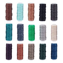 Разноцветный 15 рулоны 15 цвета швейных ниток, плоский крепкий сильный ограниченный, нитки из полиэстера, красочный, 0.45 мм, около 43.74 ярдов (40 м) / рулон, 1 рулон / цвет