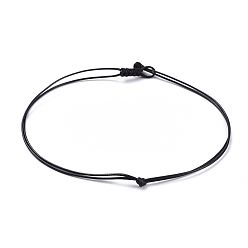 Black Eco-Friendly Korean Waxed Polyester Cord Necklace Making, Black, 12.9~13.5 inch(33~34.5cm) long, 2mm