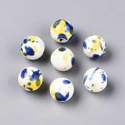 Royal Blue Glazed Porcelain Round Beads, Glossy Ceramic Beads, Royal Blue, 12mm