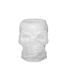 White Halloween Skull DIY Silicone Candle Molds, for Candle Making, White, 6.6x8.1cm, Inner Diameter: 9.2cm