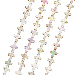 Светло-коричневый Нити бусины из натуральных пресноводных ракушек, AB цвет, крестик, загар, 14.5x12x3 мм, отверстие : 0.5 мм, около 12 шт / нитка, 7.48 дюйм (19 см)