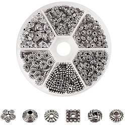 Antique Silver Tibetan Style Alloy Spacer Beads, Square, Antique Silver, 8x2cm, about 50pcs/compartment, 300pcs/box