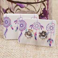 Перо Бумажные карты дисплей, для серьги, прямоугольные, тканая сеть / паутина с пером, 2.5x3.5 см, о 100 шт / комплект