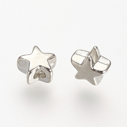 Античное Серебро Сплавочные овальные бусины тибетского стиля , звезда, без кадмия и без свинца, античное серебро, 5x5x3.5 мм, Отверстие : 1.5 мм , около 5000 шт / 1000 г