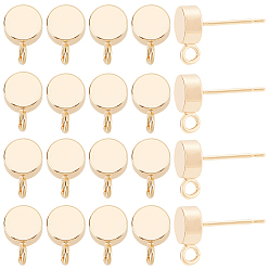 Настоящее золото 18K Изделия из латуни, с петлей, плоско-круглые, без никеля , реальный 18 k позолоченный, 9x6 мм, отверстие : 1.8 мм, штифты : 0.8 мм, 20 шт / коробка