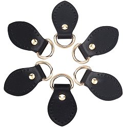 Golden Leather Zipper Puller, with Iron Rings, Zip-fastener Components, For Bag Accessories, Golden, 66x34.5x8mm, Hole: 9x20mm, 6pcs/box