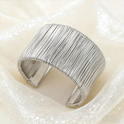 Платина Браслеты-манжеты из железной проволоки, широкие браслеты для женщин, платина, внутренний диаметр: 2.56 дюйм (6.5 см), шириной 40 мм 