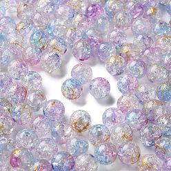 Лиловый Прозрачных бусин акриловые треск, волочильных стиле, круглые, два тона, сирень, 10x9.5 мм, отверстие : 2 мм, 909 шт / 500 г
