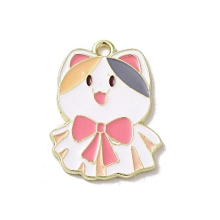 Бледно-фиолетовый Красный Подвески из эмали и сплава, золотые, форма кошки, бледно-фиолетовый красный, 26x19.5x1.6 мм, отверстие : 2 мм