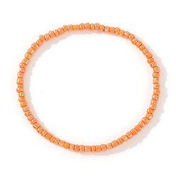 Оранжевый Стеклянный бисер стрейч браслеты, Браслеты дружбы для женщин, которые можно носить в несколько рядов., круглые, оранжевые, 6.89 дюйм (17.5 см)