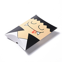 Colorful Halloween Pillow Boxes Candy Gift Boxes, Packaging Boxes, for Halloween Thanksgiving Party, Vampire Pattern, PapayaWhip, 14x9.5x2.8cm