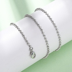 Платина 2мм латунные шариковые цепочки ожерелья, с карабин-лобстерами , стойки покрытие, долговечный, платина, 15.94 дюйм (40.5 см)