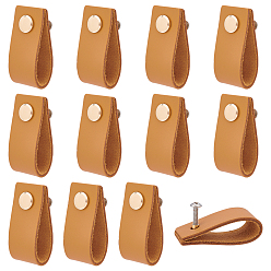 Peru Rectangle Leather Drawer Handles, with Iron Screw, Peru, 20x100x2mm