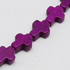 Фиолетовый Синтетических нитей бирюзовые бусы, окрашенные, крестик, фиолетовые, 10x8x3 мм, отверстие : 1 мм, около 38 шт / нитка, 15 дюйм