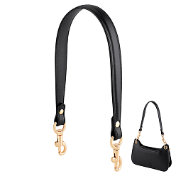 Черный Сумочные ручки из композитной коровьей кожи с металлическими застежками для замены аксессуаров для сумок., золотой свет, чёрные, 520x27x10.5 мм