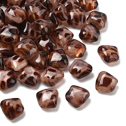 Кокосово-Коричневый Непрозрачные акриловые бусины, имитирующие леопардовый принт, неправильный ромб, два тона, кокосового коричневый, 20x20x11.5 мм, отверстие : 1.8 мм, 515 шт / 500 г