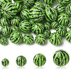 Зеленый 40 шт 4 стили непрозрачные акриловые бусины, арбуз, зелёные, 10~20 мм, отверстие : 2~2.5 мм, 10 шт / стиль