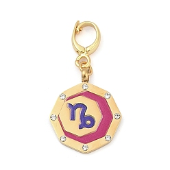 Козерог 304 подвеска из эмали из нержавеющей стали, с четким кубического циркония, восьмиугольник с созвездиями, золотые, Козерог, 35.5 мм