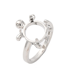 Платина Латунные компоненты открытого кольца манжеты, настройки кольца для горного хрусталя, стойки покрытие, прочное покрытие, без кадмия и без свинца, черепаха, платина, внутренний диаметр: 17 мм