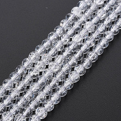 Clear Crackle Glass Beads Strands, Round, Clear, 4mm, Hole: 0.8mm, about 98~100pcs/strand, 15.35 inch(39cm)
