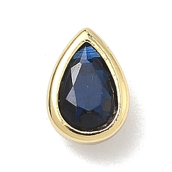Темно-Синий Кабошоны из кубического циркония в форме капли из латуни с микропаве, стойки покрытие, долговечный, без свинца и без кадмия, реальный 18 k позолоченный, темно-синий, 7.5x5x3 мм